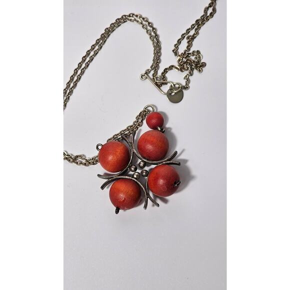 Vintage MCM 60s Modernist Kaija Aarikka Made in Finland Necklace Persimmon - Picture 2 of 5